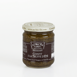 Pot en verre contenant 200 grammes de Confit à la Truffe d'été