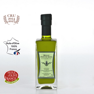 Bouteille d'huile d'olive vierge extra en verre de 250 ml