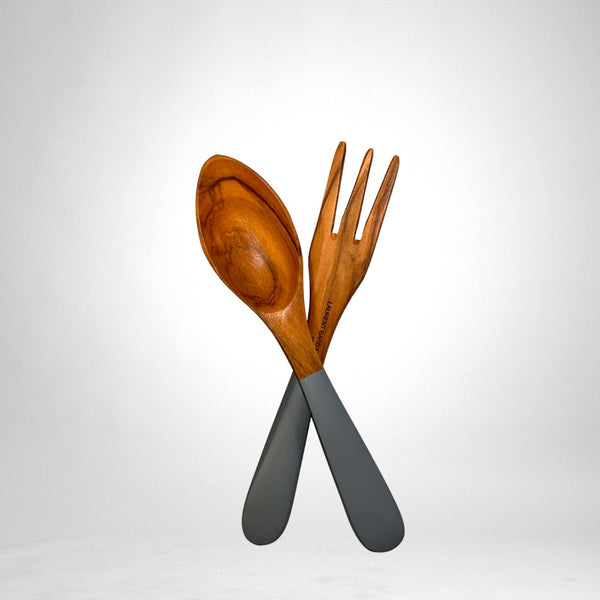 Ensemble de Couverts Provençaux en Bois d'Olivier - Gris Ardoise