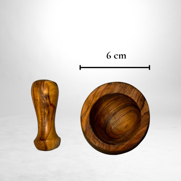 Mini Mortier et son Pilon en Bois d'Olivier