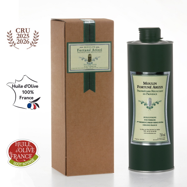 750 ml - Huile d'Olive Vierge Extra de France en Boite Cadeau - Cru 2025-2026