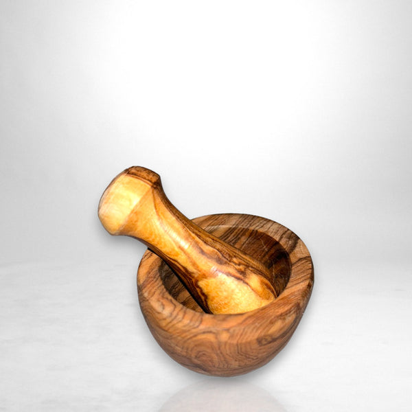 Mini Mortier et son Pilon en Bois d'Olivier