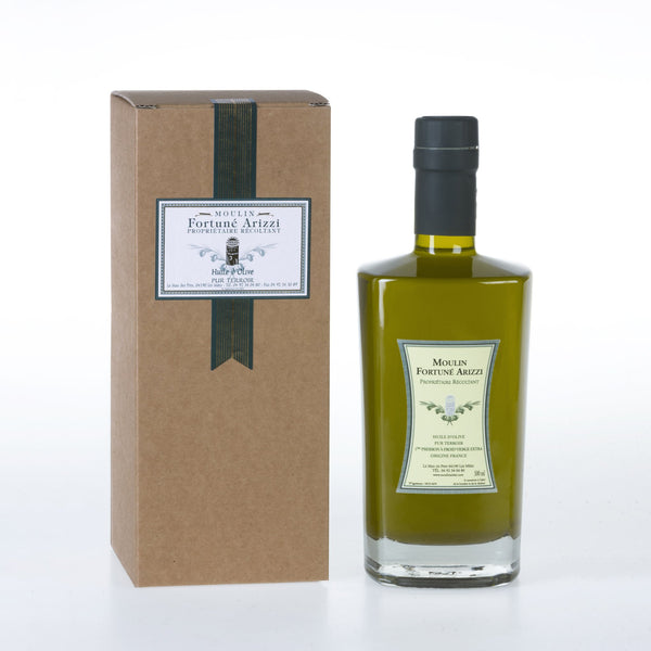 huile d'olive 500 ml en boite cadeau du Moulin Arizzi