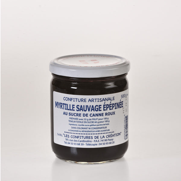 Les Confitures De La Creation - Confiture de Myrtilles Sauvages Epépinées  - 500g